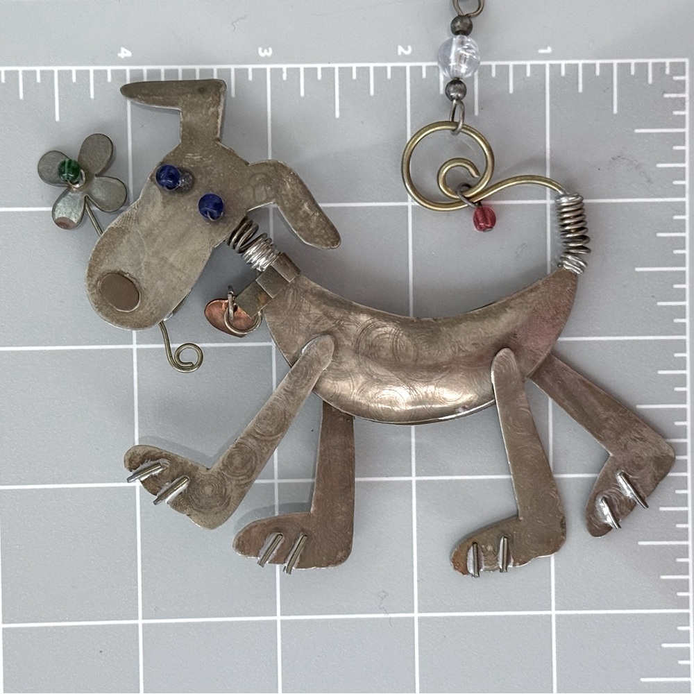 Handcrafted Metal Dog Ornament - Silver